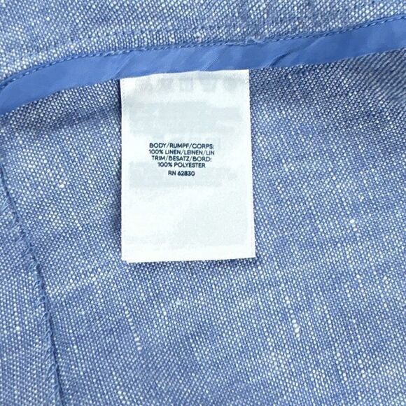 Land's End Blazer Women's Sz 2X 20W Blue 100% Linen 2-Button Summer Sport Coat - Picture 5 of 8